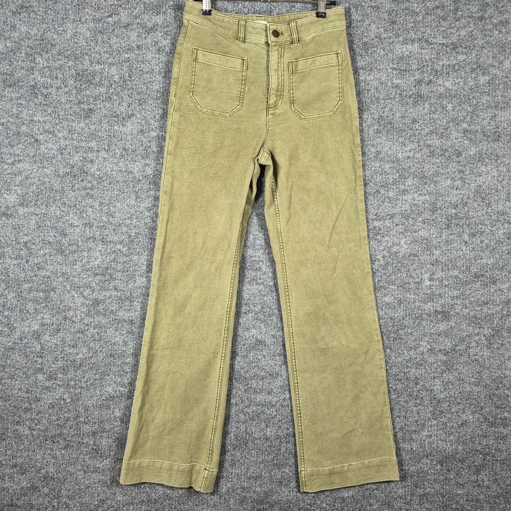 Faherty Stretch Terry Wide Leg Utility Pant in Military Olive Women's 26